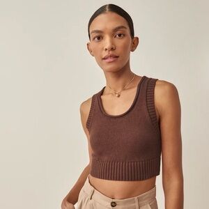 Reformation Norma Cotton Sweater Tank Chestnut - Size XS